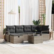Set Divano Giardino  7 Pezzi con Cuscini Grigio Rattan
