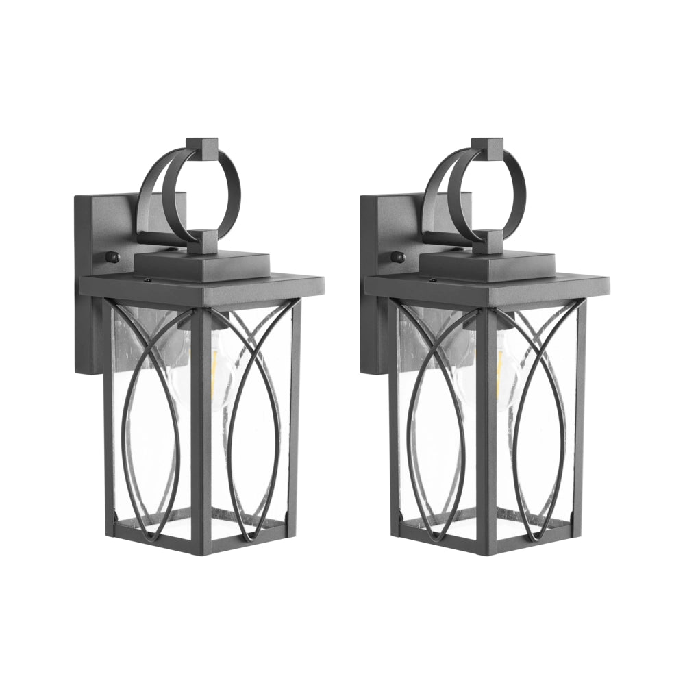 Set di 2 Applique da Esterno in Metallo Nero Stile Moderno per Ingresso e Portico