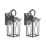Set di 2 Applique da Esterno in Metallo Nero Stile Moderno per Ingresso e Portico