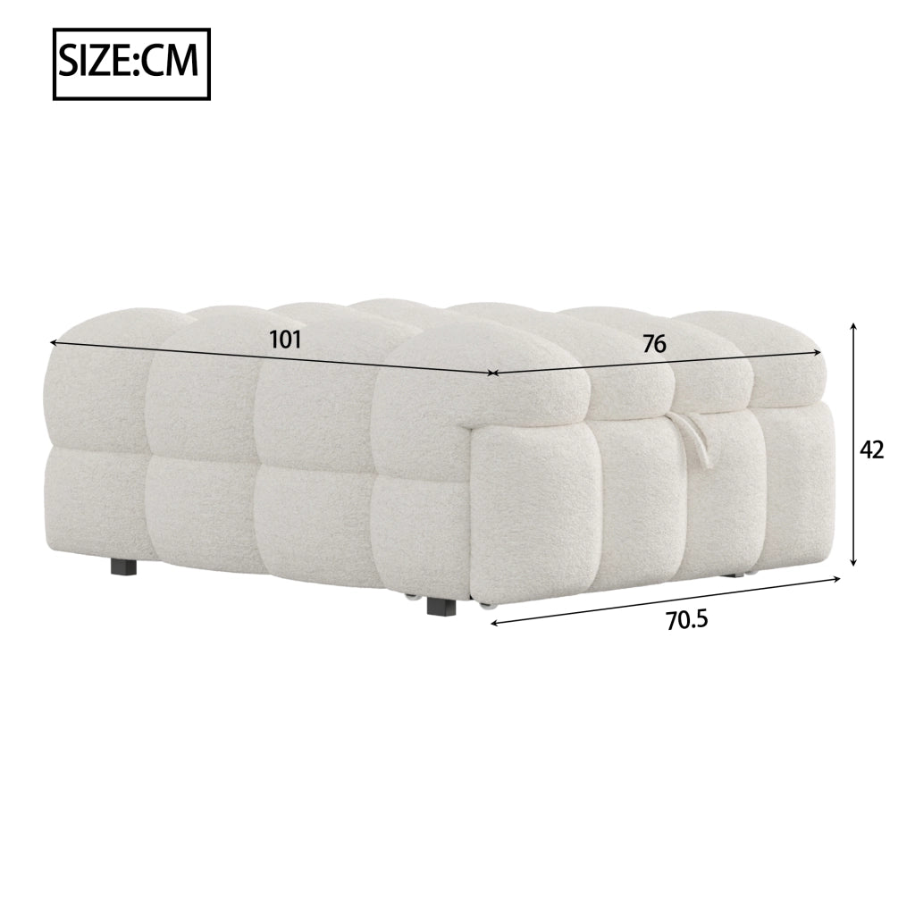 Letto imbottito trasformabile in pouf tessuto teddy 183x76 cm