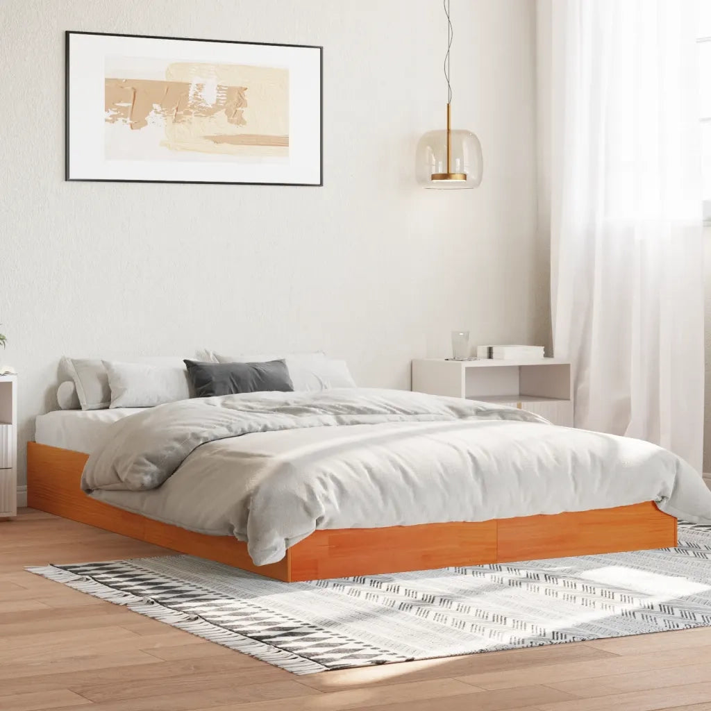 Letto matrimoniale | Letto per adulti | Letto senza Materasso Marrone Cera 120x190 cm in Legno di Pino