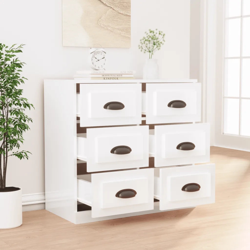 Credenza-Buffet-Armadio da cucina Bianco Lucido 70x35,5x67,5 cm in Legno Multistrato 682392