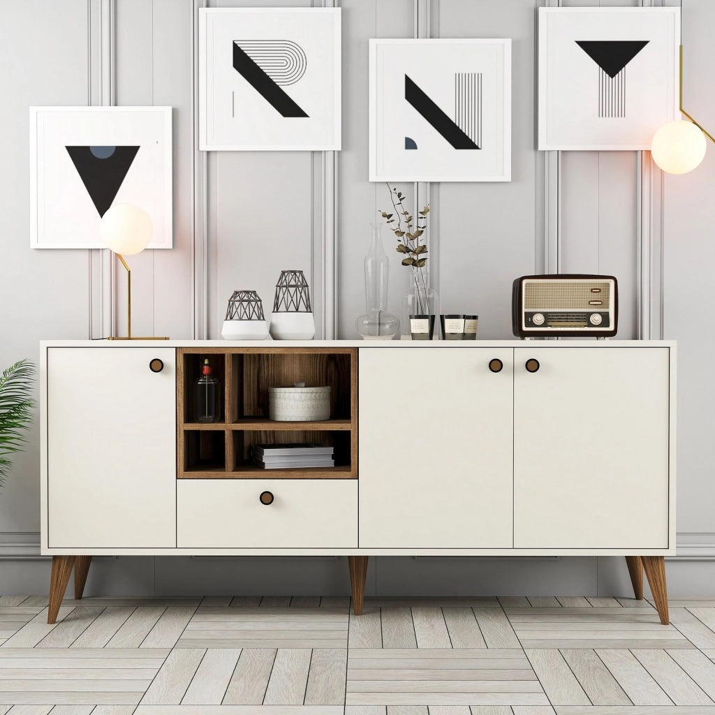 Credenza in legno "Napoli" - 180 x 35 x 81 cm - Crema