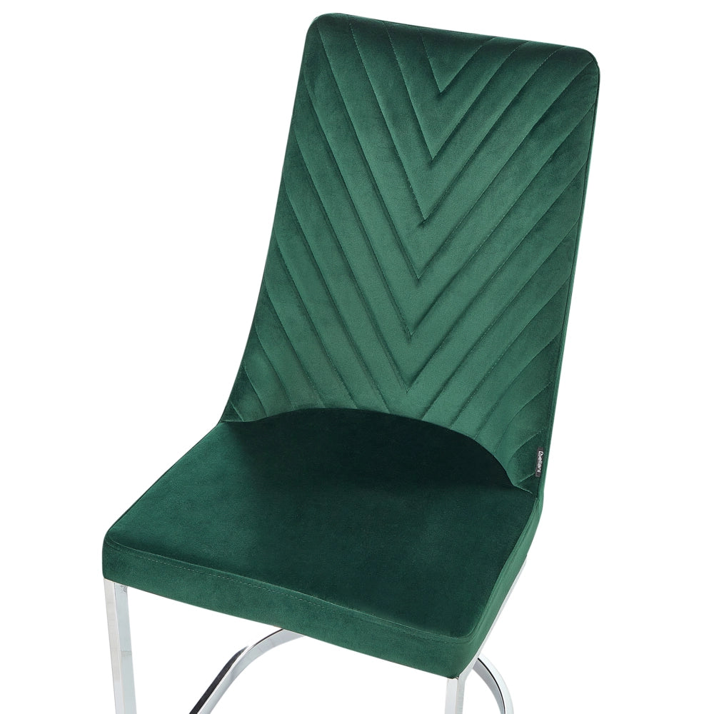Set di 2 sedie da pranzo in velluto verde senza braccioli con schienale alto sedia a sbalzo da soggiorno