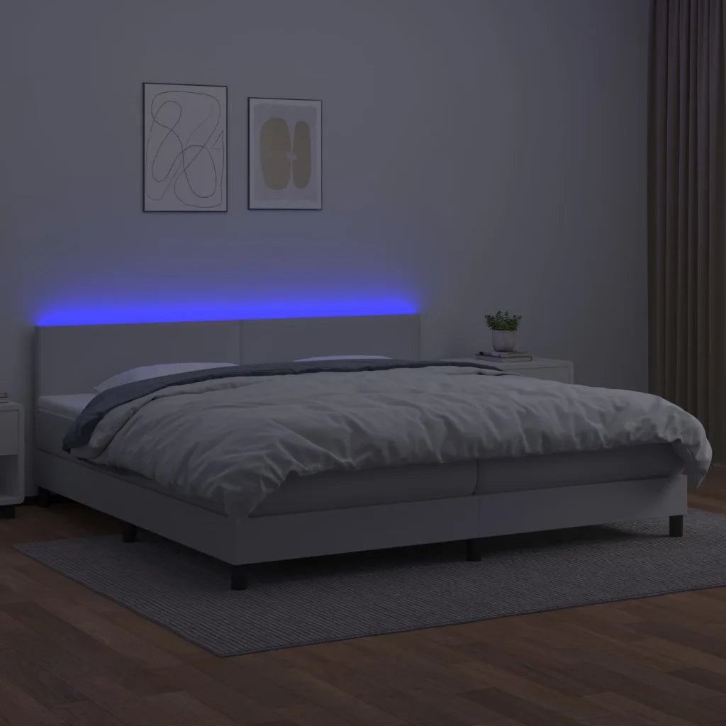 Giroletto Molle con Materasso e LED Bianco 200x200cm Similpelle cod mxl 61268