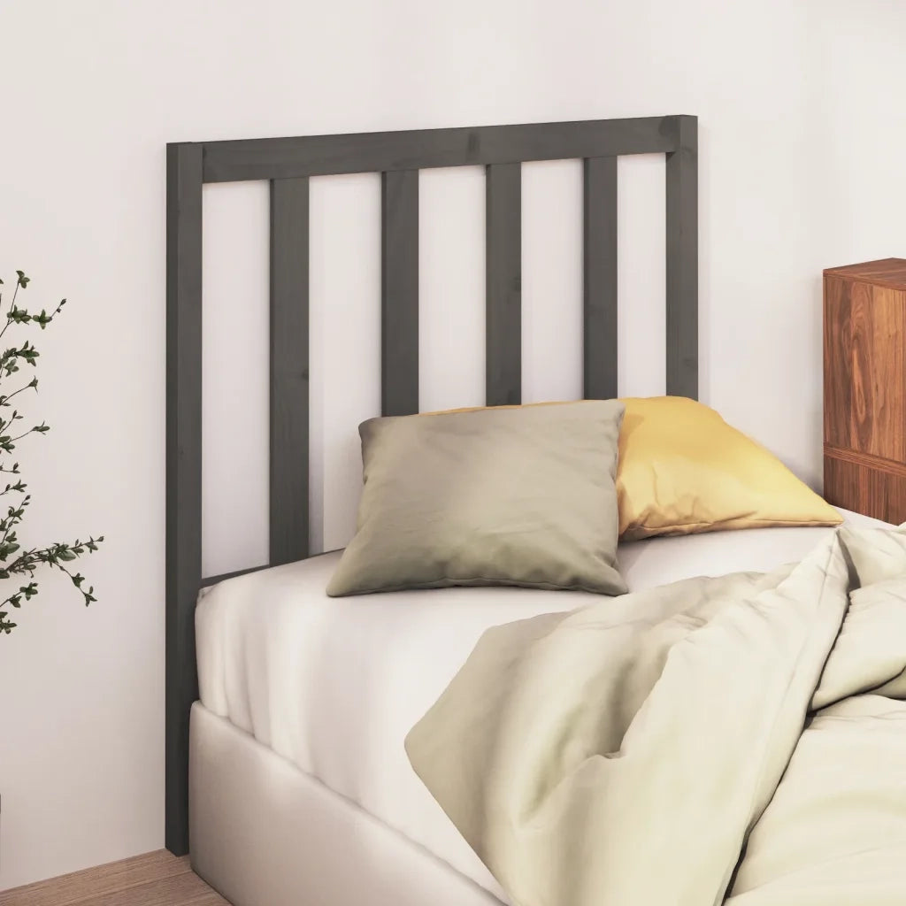Testiera per Letto Grigia 96x4x100 cm in Legno Massello di Pino 817722