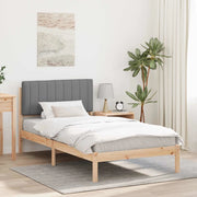 Letto con Testiera Rivestita Grigio Naturale e Chiaro