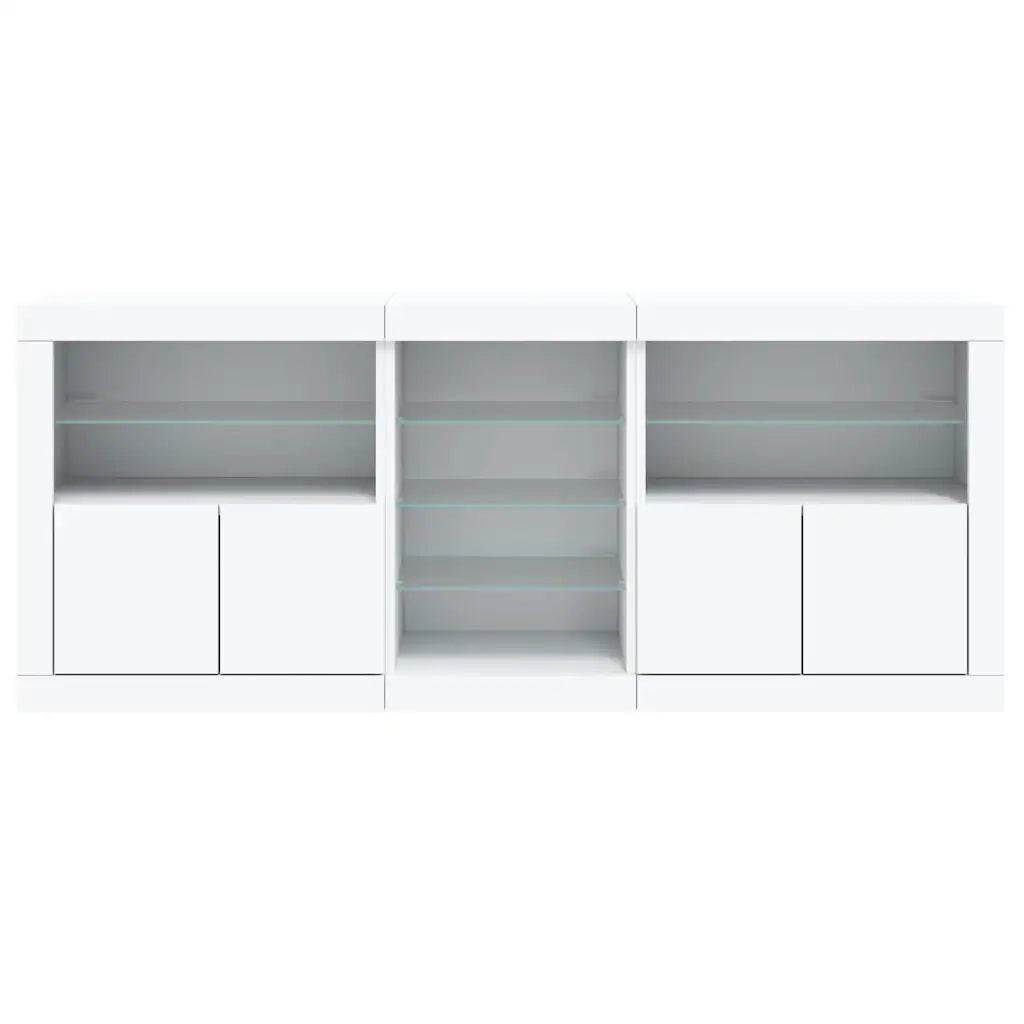 Credenza | Madia | Buffet da pranzo | Armadio da pranzo con Luci LED Bianca 181,5x37x67 cm