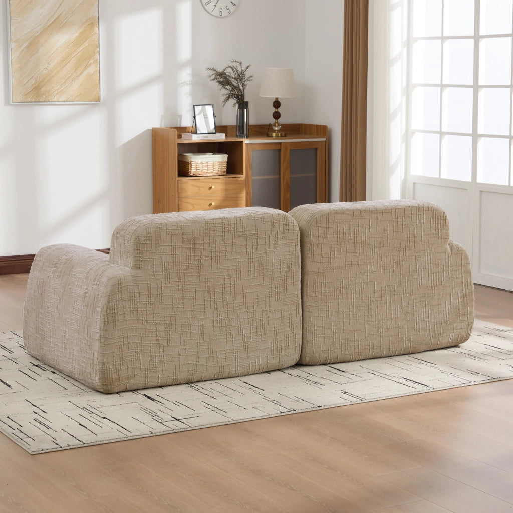 Divano a due posti, tessuto chenille, design modulare, imbottitura in schiuma ad alta elasticit¨¤ 30D, pronto all'uso, cachi