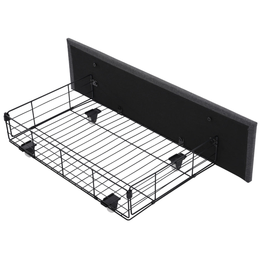 Letto singolo 90x200 cm con USB Type-C; LED e 2 cassetti; grigio