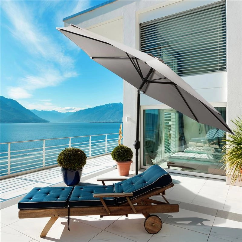 OMBRELLONE DA GIARDINO CON MANOVELLA E TESTA INCLINABILE 300 X 245 CM GRIGIO