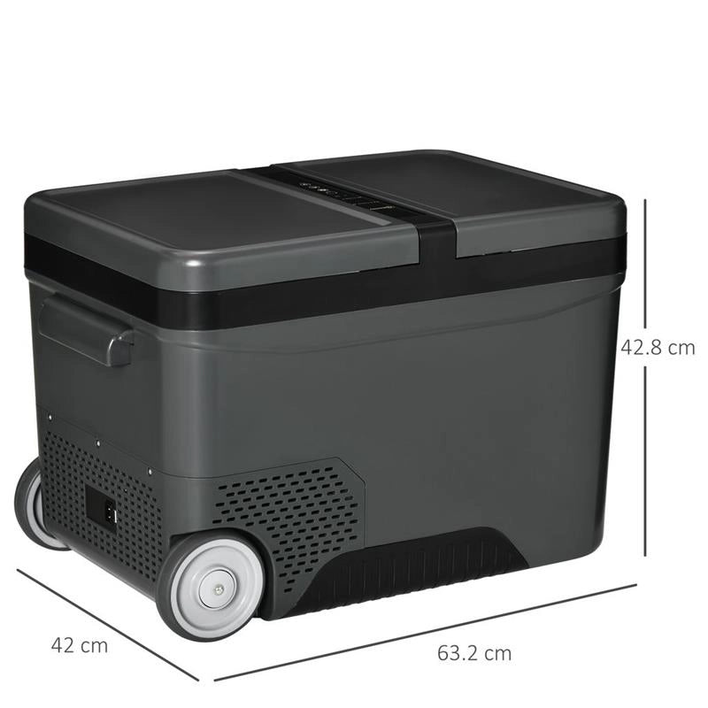 FRIGO PORTATILE ELETTRICO A COMPRESSORE DA 35L CON MANIGLIA TELESCOPICA E RUOTE, FRIGORIFERO PICCOLO DA 12/24V DC E 110/240V AC, PER AUTO E CAMION