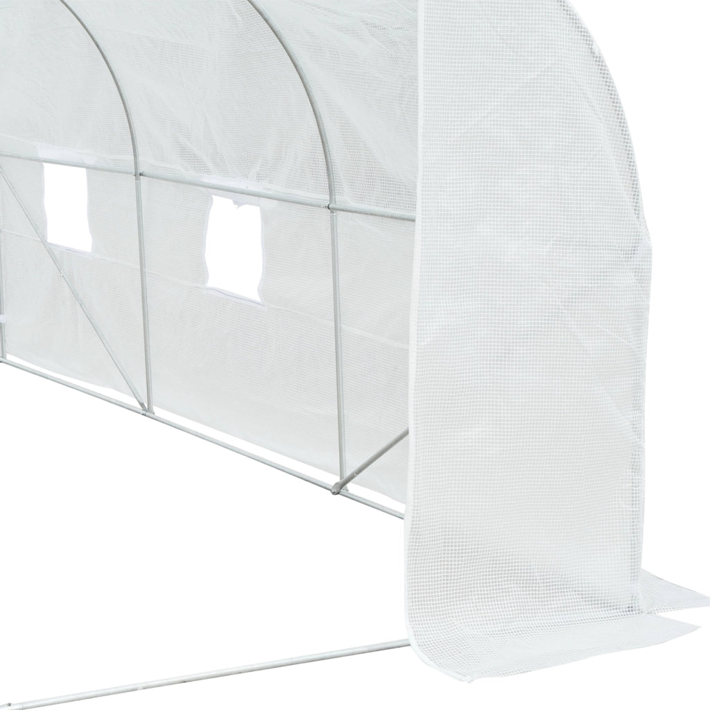 Tunnel da giardino ¨C Zephmum ¨C 445x300x205 cm bianco con 6 finestre e copertura in PE 140 g/m2