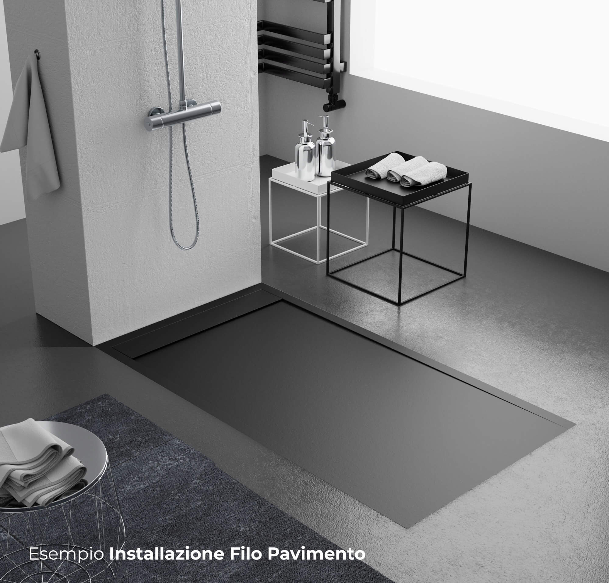 Piatto Doccia 70x140 cm in Pietra Bonussi Kamet Nero