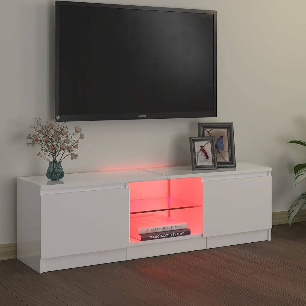 Mobile Porta TV con Luci LED Bianco Lucido 120x30x36 cm 804289