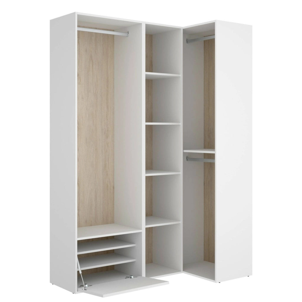 Guardaroba grande Tobias, Mobile camera da letto, Cabina armadio portabiti, Armadio appendiabiti, 145x85 h205 cm, Bianco e Rovere