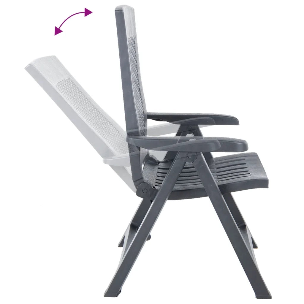 Sedie da Giardino Reclinabili 2 pz in Plastica Antracite 48761