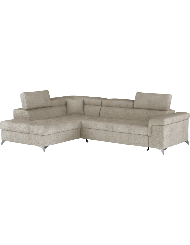 Divano ad angolo convertibile PALAZZO 4 posti beige – angolo sinistro con contenitore