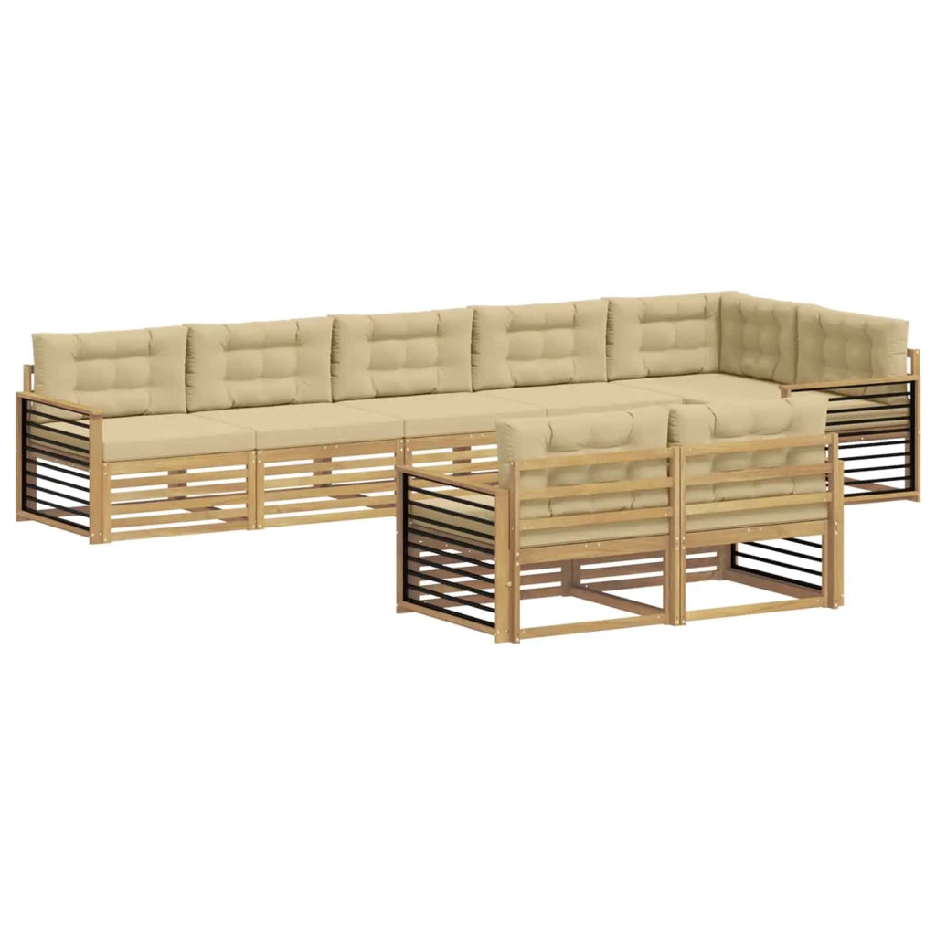 Set di divani da esterno 8 pcs Bianco e Beige Poliestere
