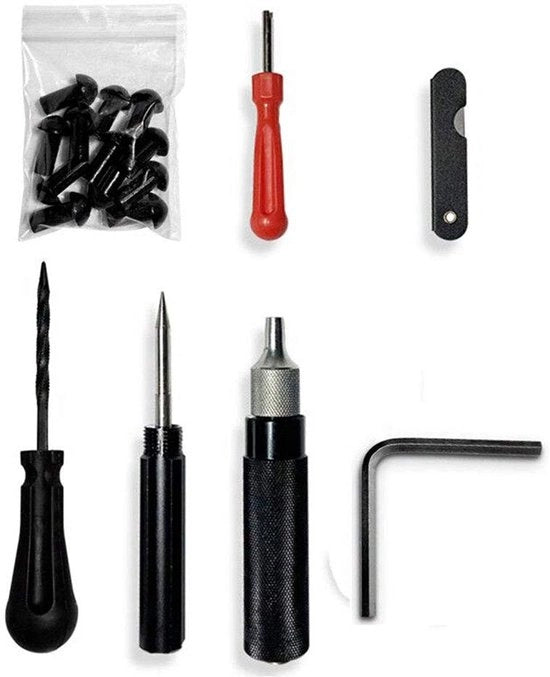 Kit di riparazione pneumatici 7 pezzi - Set di riparazione pneumatico - Set di riparazione pneumatico per auto - Leggero - Materiale di alta qualità - Facile da utilizzare
