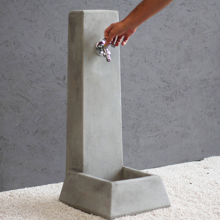 Fontana da Giardino Senza Rubinetto in Cemento Granulato di Marmo Malmo Grigio