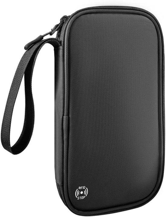 Organizzatore di Documenti da Viaggio Grande Nero (4-5 pezzi) - Blocco RFID + Impermeabile - Portamonete per Viaggiatore / Portafoglio per Documenti / Custodia per Carte di Credito (9 slot) - Ideale per Uomini e Donne, Adatto per Viaggi di Famiglia