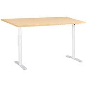 Scrivania regolabile in altezza elettricamente bianco 160 x 72 cm nero e marrone chiaro in acciaio verniciato a polvere
