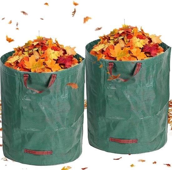 Zak da giardinaggio, 2 x 500 l, sacco per rifiuti verdi, sacco da giardinaggio con 4 maniglie, sacco da giardinaggio autoportante e pieghevole, sacchi da giardinaggio riutilizzabili per rifiuti di giardinaggio, taglio di erba, foglie, prato