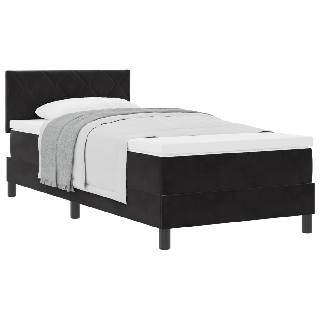 Letto Box Spring con Materasso Nero 100x200 cm Velluto