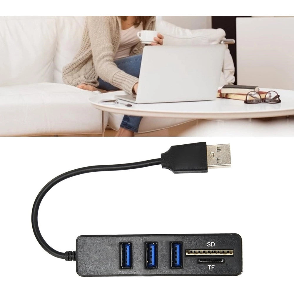 Trade Shop - Hub 3 Porte Usb 2.0 + Lettore Di Schede Memoria Micro Sd/sd Dati Ricarica Hub-01 -