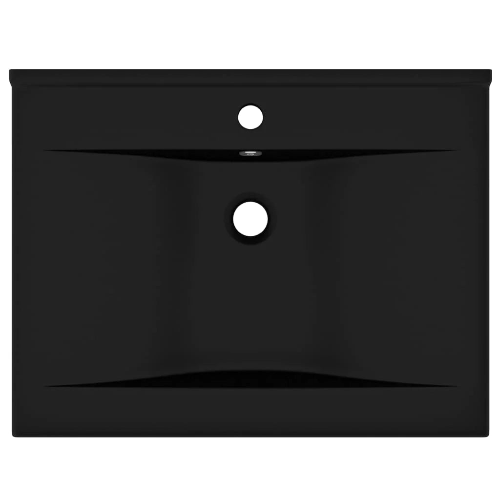 Lavabo da bagno con foro per rubinetto 60x46 cm ceramica nero opaco 02_0002772