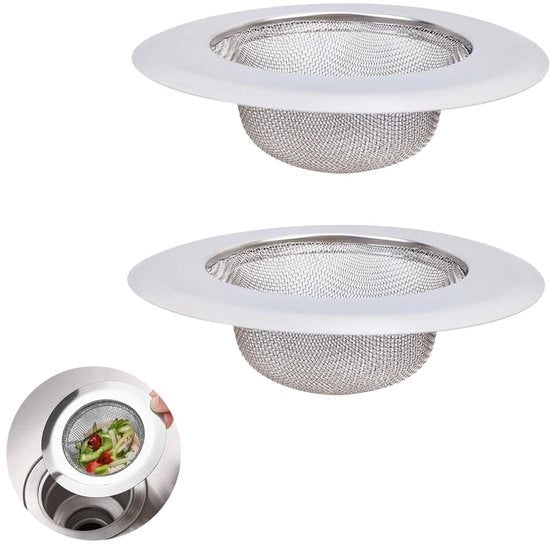 2 pezzi di filtro per l'acqua del lavandino in acciaio inox, 11,5 cm, filtro per odori e stopper per scarico per cucina e lavabo, robusto e facile da pulire