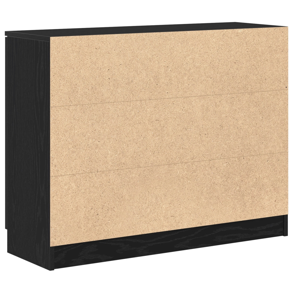 Credenza Nera in Rovere 90,5x30x70 cm in Legno Ingegnerizzato