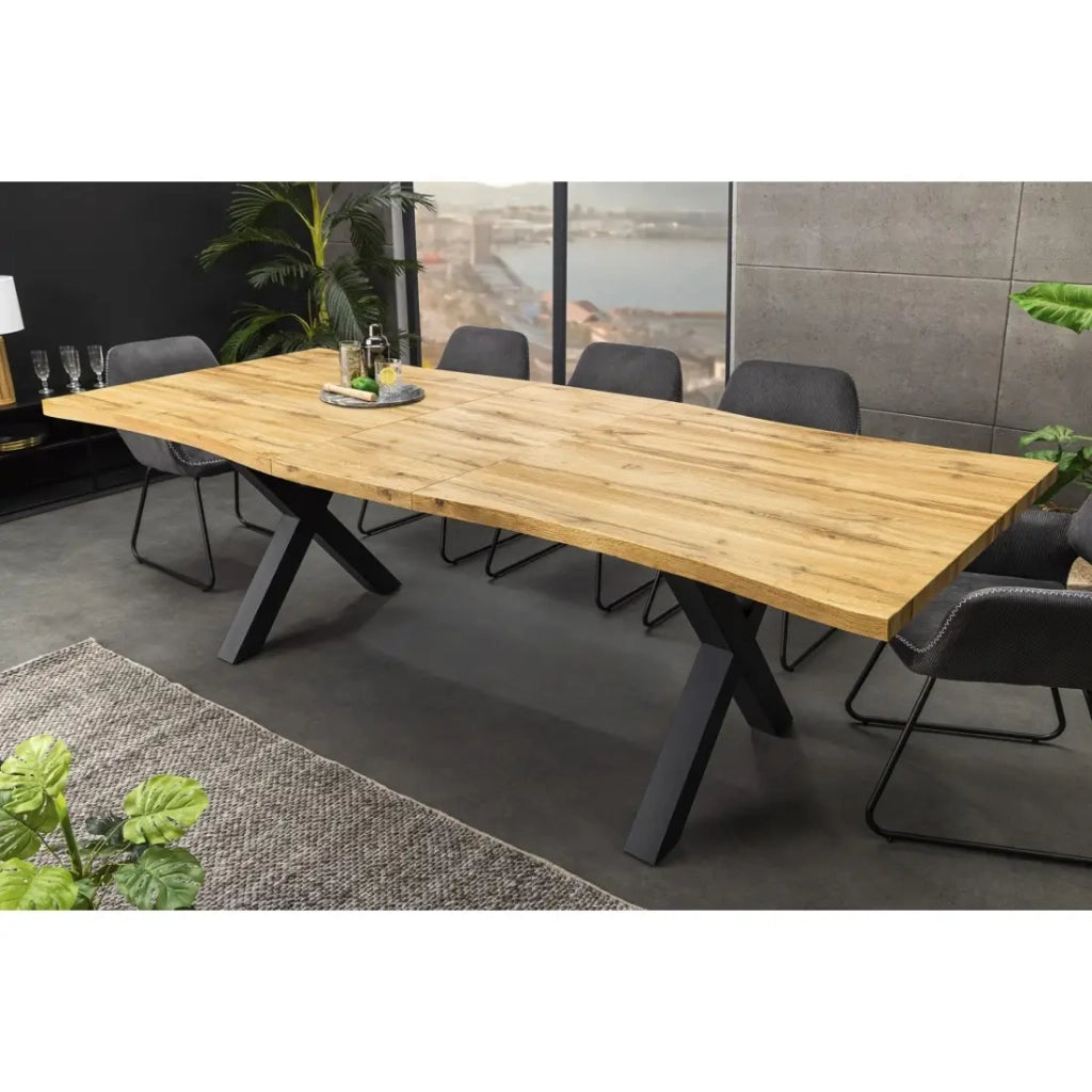 Tavolo da pranzo RIVET - Estensibile 160 a 200 cm - Legno e metallo nero - Stile industriale
