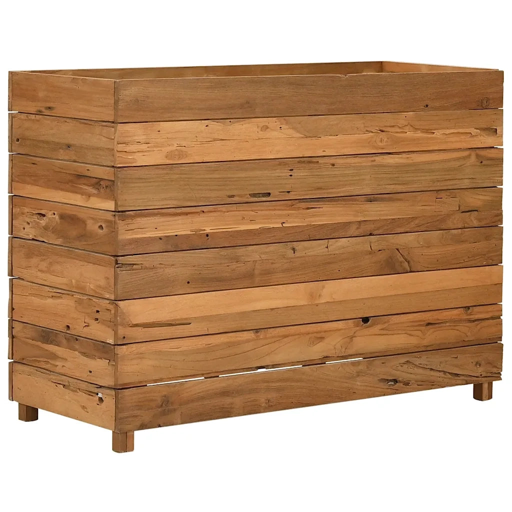 Fioriere | Cassetta per fiori | Letto Rialzato 100x40x72 cm Legno di Teak di Recupero e Acciaio