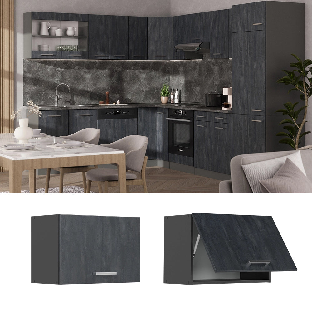 Vicco Pensile da cucina Calcestruzzo nero 60 cm Piatto