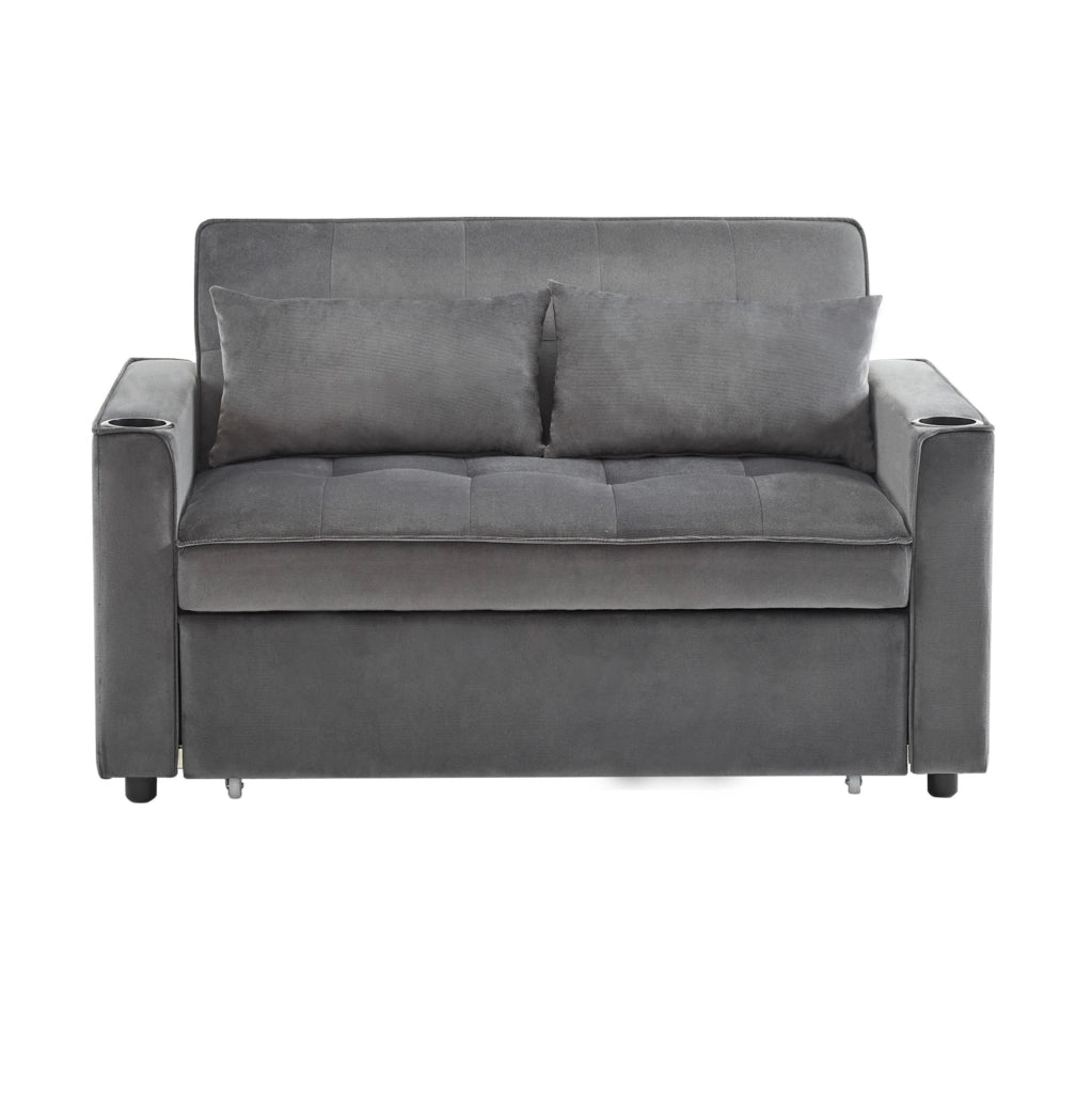 Divano letto 137x76.5x83 cm 3 in 1 con schienale a 3 posizioni in velluto grigio