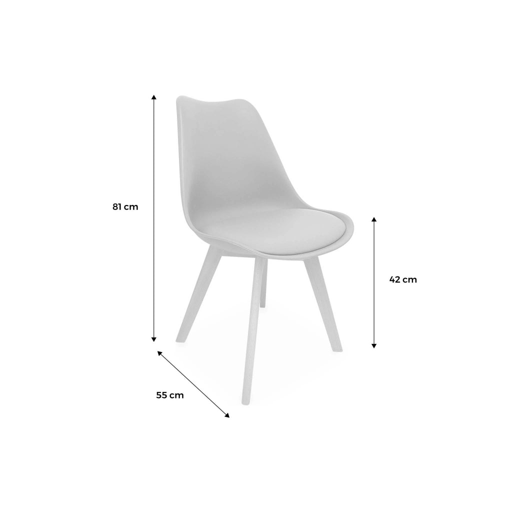 Set 4 sedie scandinave imbottite con gambe in legno , cappuccino