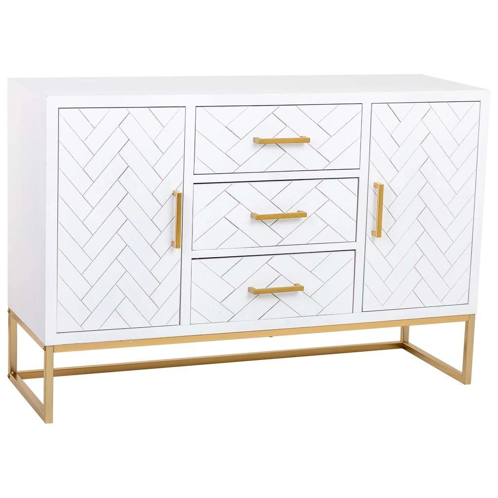Credenza con 3 cassetti e 2 ante in legno e metallo 120x40,5x81h cm