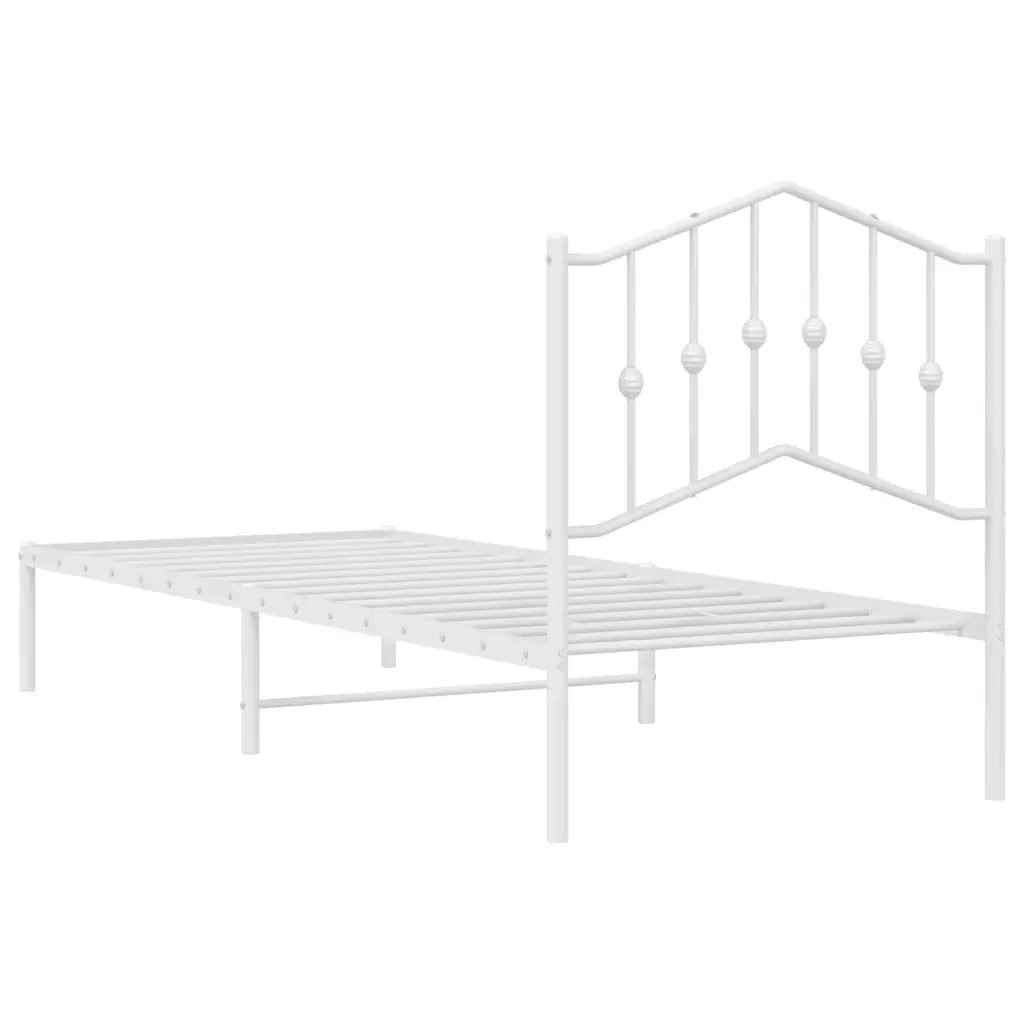 Giroletto con Testiera-Struttura Letto con testiera Metallo Bianco 90x190 cm 174390