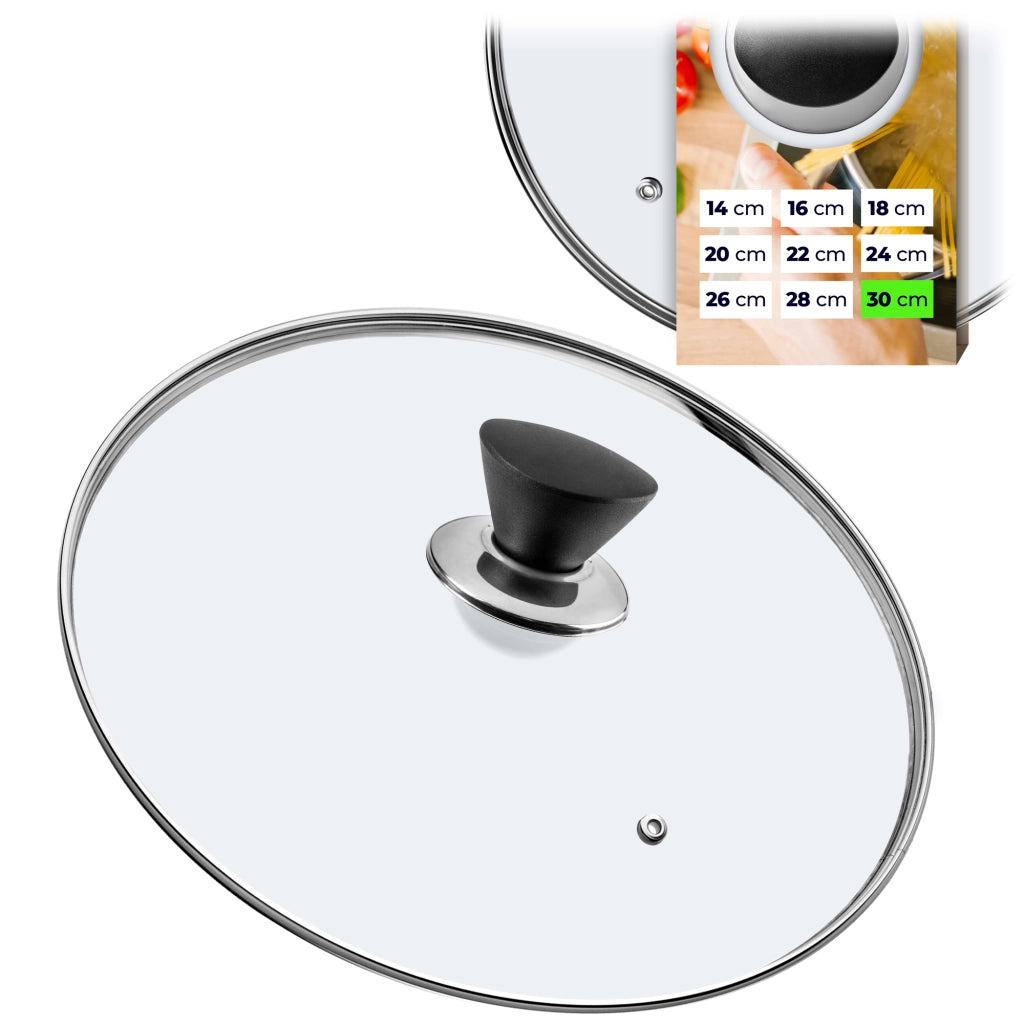 Coperchio in vetro KADAX da 30 cm, universale, resistente al calore, per pentole e padelle.