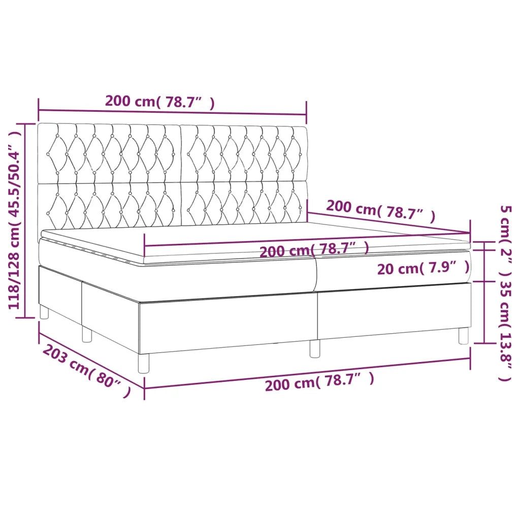Letto a Molle Materasso e LED Blu 200x200cm in Tessuto cod mxl 58538