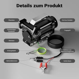 Pompa travaso carburante 12 V 180 W, Pompa travaso gasolio/benzina, 40 l/min, 4200 giri/min