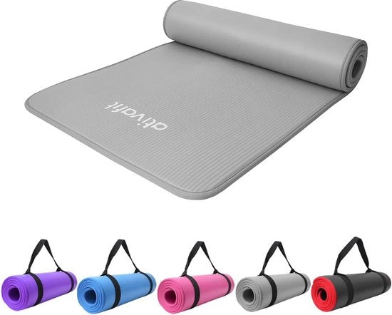 Mat di yoga; non contiene sostanze chimiche, è antiscivolo e protegge le articolazioni; per yoga, pilates, sport, fitness, palestra; con anello di trasporto; 183x61x1cm