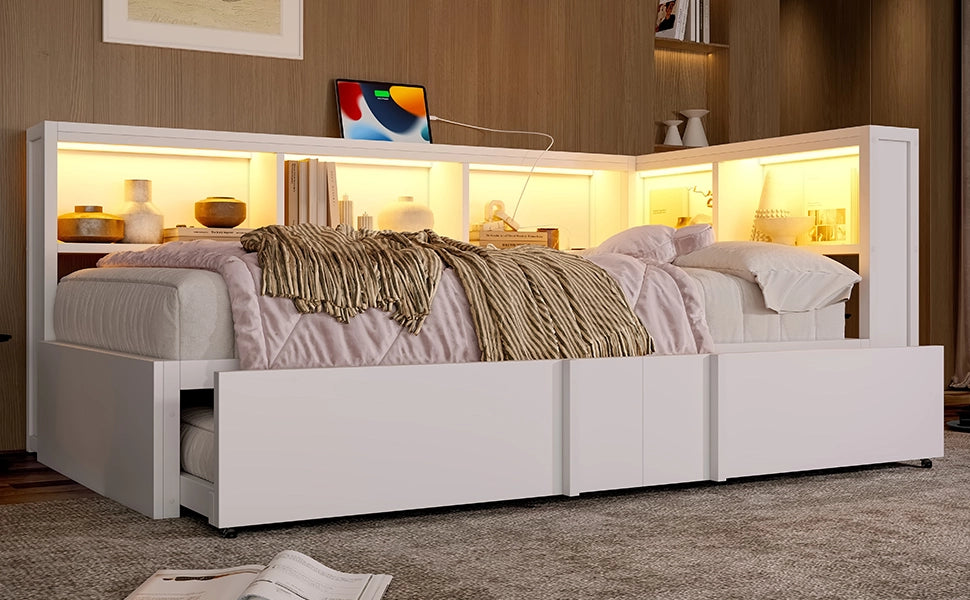 letto giorno metallo e mdf bianco 90 x 200 cm