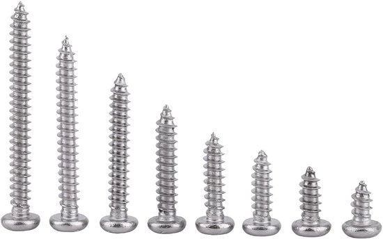 Assortimento di Viti in Acciaio Inox per Legno - Viti a Testa Sferica - Pacchetto da 200 pezzi