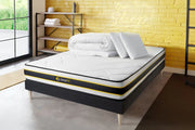 Pacchetto letto completo - Materasso 180x200cm + Box spring con doghe (kit) + 2 cuscini + Piumino - Flexy