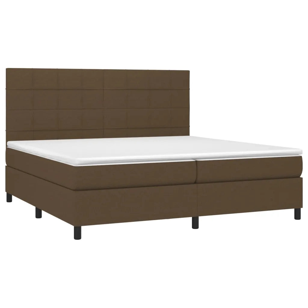 Giroletto a Molle con Materasso Marrone Scuro 200x200cm Tessuto 3141804