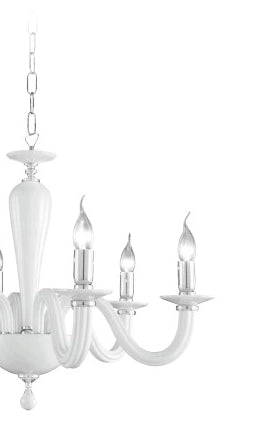 LAMPADARIO RAVEL 3 LUCI ATTACCO E14 BIANCO E CROMO D.60CM