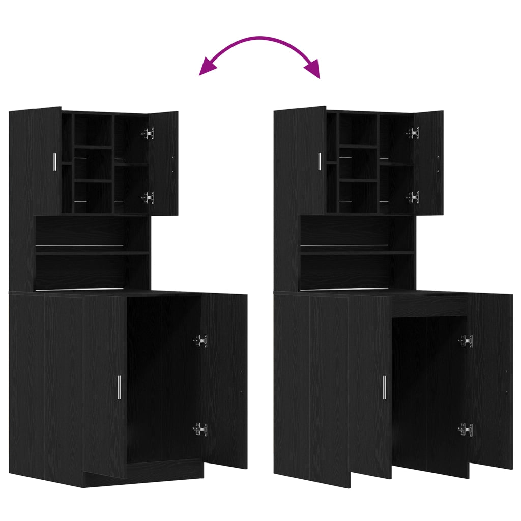 Armadi per Lavatrice  2 pz Quercia Nera 70.5x71.5x181.5 cm in Legno Ingegnerizzato
